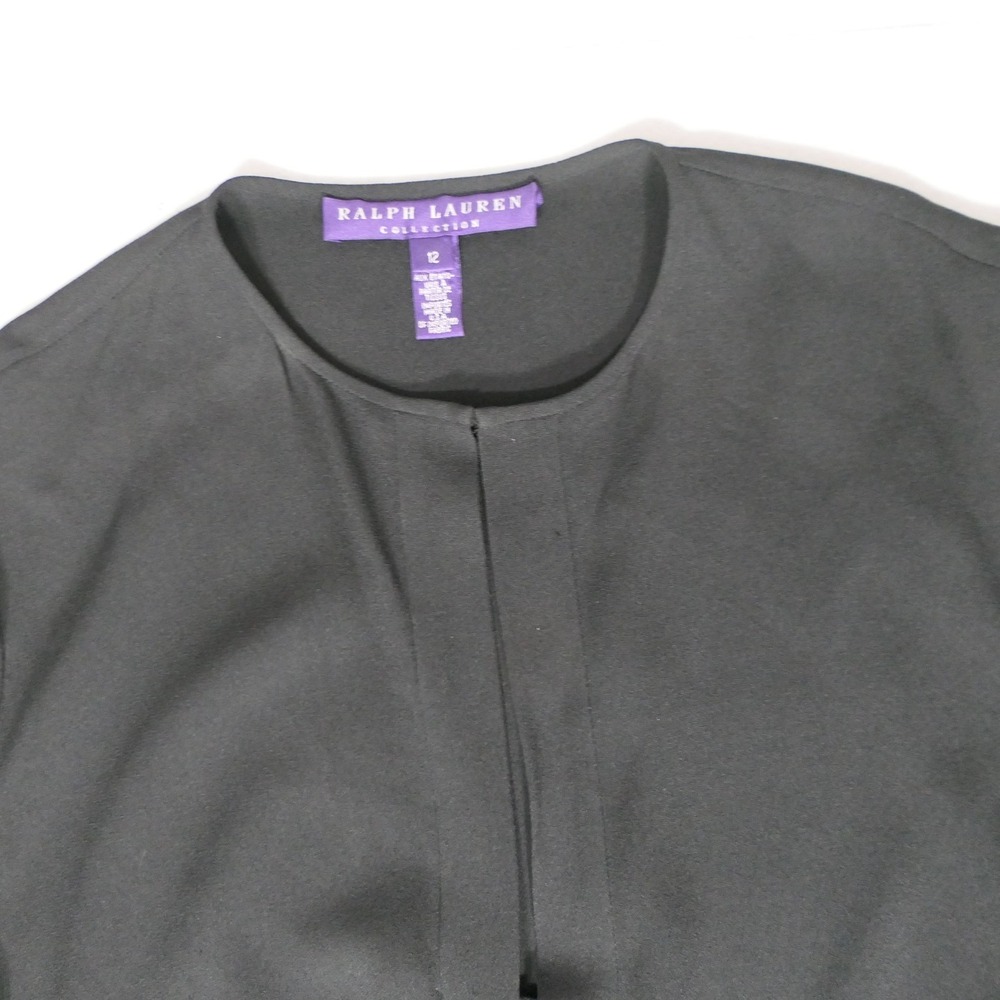Ralph Lauren Purple Label Womens Blouse 12 Black Long Sleeve Minimalist Simple - Picture 13 of 15